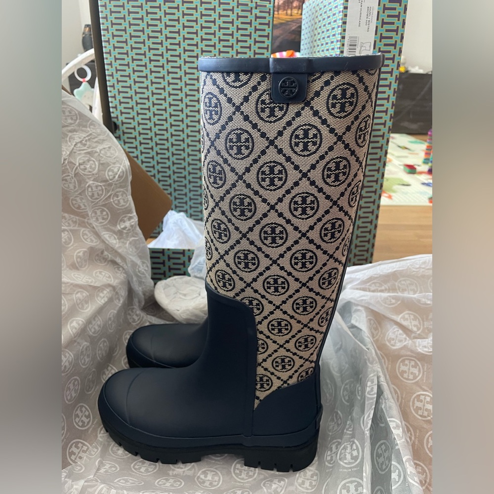 Brand new Tory Burch T monogram hurricane tall boots with box